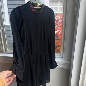 Zara Black Dress with Embellished Collar